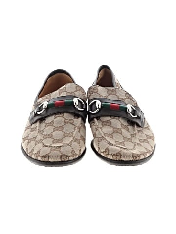 Gucci GG Canvas And Leather Horsebit Web Slip On Loafers  (view 2)