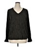 PREMISE Metallic Black Long Sleeve Blouse Size 1X - photo 1