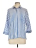 Zara Basic Stripes Blue 3/4 Sleeve Button-Down Shirt Size L - photo 1