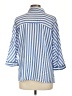Zara Basic Stripes Blue 3/4 Sleeve Button-Down Shirt Size L - photo 2