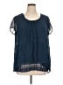 Fever Blue Short Sleeve Blouse Size XL - photo 1