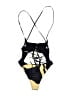 MATTE Collection Graphic Gold Tan One Piece Swimsuit Size S - photo 2