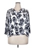 Monday Fun 100% Rayon Floral Silver 3/4 Sleeve Blouse Size 2X - photo 1