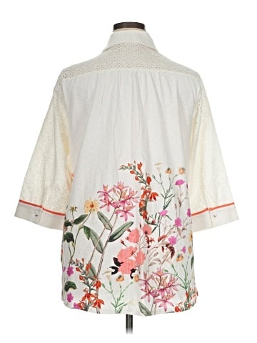 Soft Surroundings 3/4 Sleeve Button-Down Shirt (view 2)