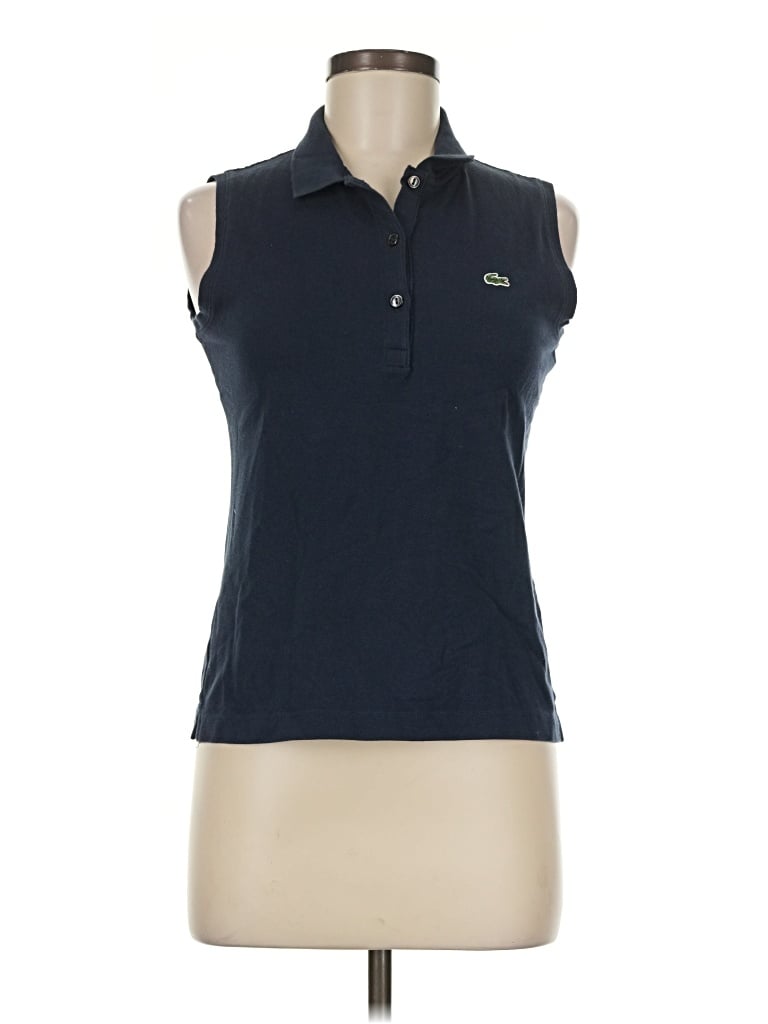 Pre-owned Lacoste Sleeveless Button Down Shirt In Blue