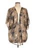 Collective Concepts 100% Polyester Animal Print Tan Kimono Size L - photo 1