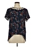 Lily White Blue Short Sleeve Blouse Size L - photo 1
