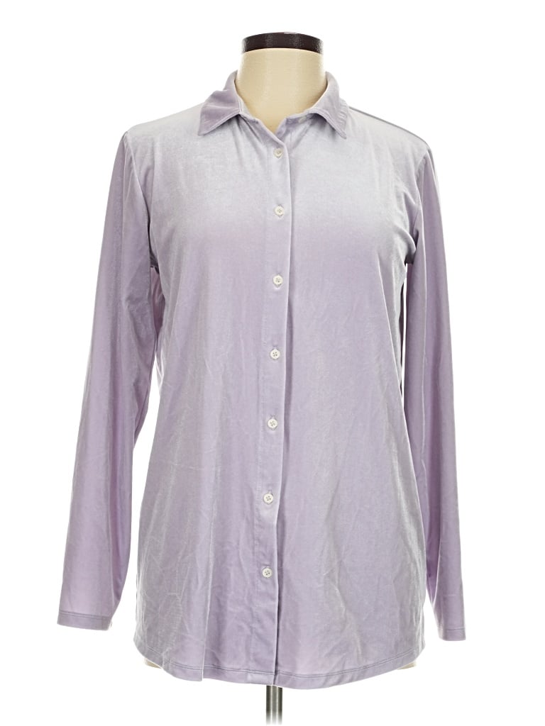 Pre-owned Lands' End Long Sleeve Blouse In Purple