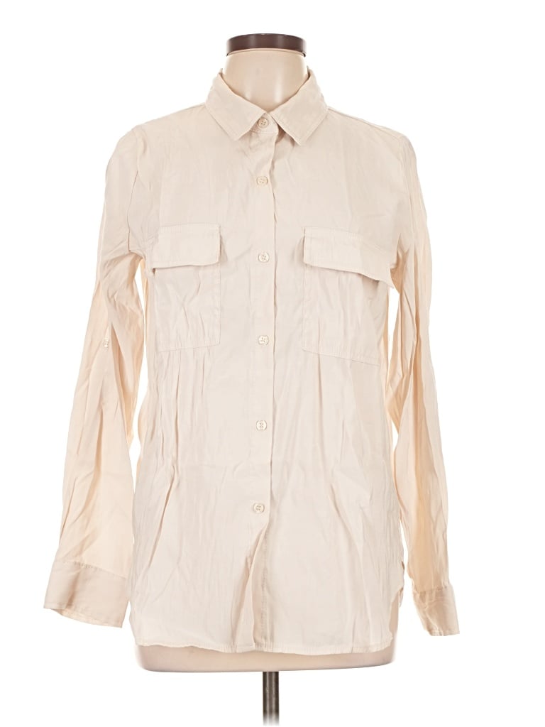 Pre-owned Max Studio Long Sleeve Blouse In Ivory
