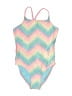 Breaking Waves Chevron-herringbone Pink One Piece Swimsuit Size 10 - photo 1