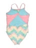 Breaking Waves Chevron-herringbone Pink One Piece Swimsuit Size 10 - photo 2