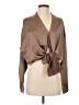 Glam 100% Polyester Brown Long Sleeve Blouse Size S - photo 1