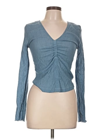 Madewell Semi-Sheer Shirred V-Neck Top (view 1)