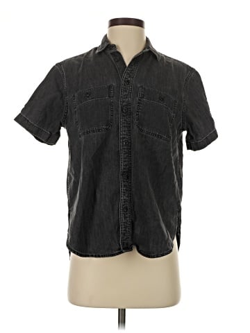 Madewell Denim Oversized Ex-Boyfriend Short-Sleeve Shirt in Lunar Wash (view 1)