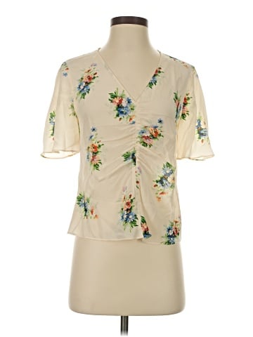 Madewell Silk Shirred-Front Top in Classic Corsage (view 1)
