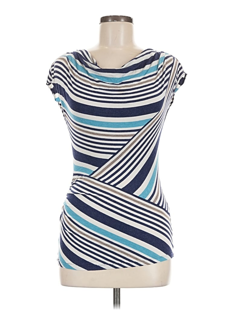 Pre-owned Max Studio Short Sleeve Top Blue Cowl Neck Tops