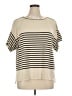 Max Studio Stripes Ivory Short Sleeve T-Shirt Size XL - photo 1