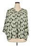 Monday Fun 100% Rayon Print Green 3/4 Sleeve Blouse Size 3X - photo 1