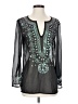 Venus 100% Polyester Black Long Sleeve Blouse Size S - photo 1