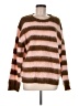Pol 100% Polyester Stripes Brown Pullover Sweater Size M - photo 1