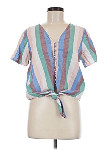 Madewell Novel Tie-Front Button Top in Flagstaff Stripe (view 1)