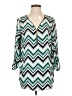 Tacera 100% Polyester Chevron-herringbone Teal 3/4 Sleeve Blouse Size S - photo 1