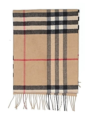 Burberry Cashmere Giant Check Fringe Scarf  (view 2)