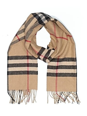 Burberry Cashmere Giant Check Fringe Scarf  (view 1)