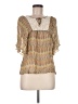 Ella Moss 100% Silk Tan 3/4 Sleeve Silk Top Size M - photo 1