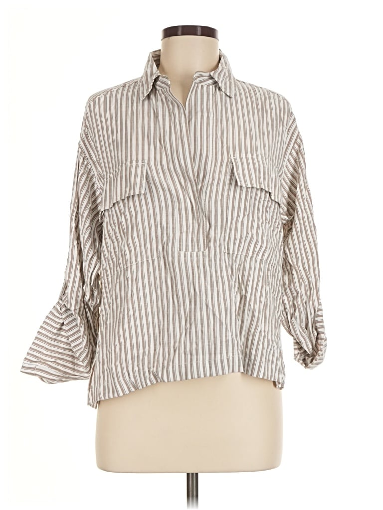 Pre-owned Max Studio 3/4 Sleeve Blouse In Tan