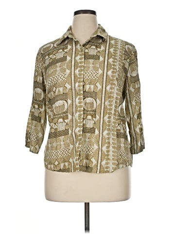 Lemon Grass 3/4 Sleeve Button-Down Shirt (view 1)