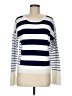 Hem & Thread 100% Cotton Stripes White Blue Pullover Sweater Size M - photo 1