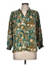 Eclair 100% Polyester Floral Teal 3/4 Sleeve Blouse Size M - photo 1