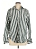 Unsubscribed 100% Cotton Stripes Green Long Sleeve Button-Down Shirt Size M - photo 1