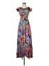 AaKaa 100% Rayon Paisley Blue Casual Dress Size S - photo 1