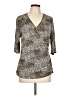 Jaclyn Smith Animal Print Silver 3/4 Sleeve Blouse Size L - photo 1