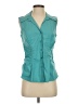 Tribal Teal Sleeveless Button-Down Shirt Size 4 - photo 1