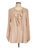 Pleione 100% Polyester Tan Long Sleeve Blouse Size L - photo 1