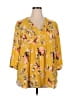 Rose + Olive 100% Polyester Yellow 3/4 Sleeve Blouse Size 2X - photo 1