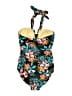 Merona Tropical Black One Piece Swimsuit Size M - photo 2