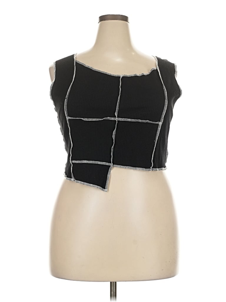 Pre-owned Shein Curve Tank Top Black Square Neckline Tops