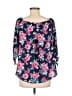 Status by Chenault Floral Blue 3/4 Sleeve Blouse Size L - photo 2
