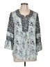 DR2 100% Polyester Blue 3/4 Sleeve Blouse Size L - photo 1