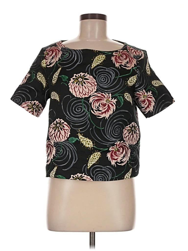 Pre-owned Suno Short Sleeve Blouse In Black