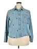 Free Assembly 100% Cotton Polka Dots Blue Long Sleeve Button-Down Shirt Size XXL - photo 1