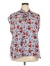 Bar III Floral Blue Sleeveless Button-Down Shirt Size 2X - photo 1