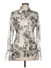 Elie Tahari 100% Polyester Print Silver Long Sleeve Blouse Size L - photo 1