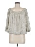 Studio M 100% Polyester Silver 3/4 Sleeve Blouse Size M - photo 1