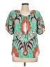 Sundance 100% Linen Teal Short Sleeve Blouse Size XL - photo 1