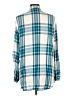Express 100% Rayon Plaid Teal Long Sleeve Button-Down Shirt Size L - photo 2